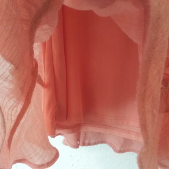 Pink Lily women's M ruffle accent dusty coral colored dress - Picture 4 of 14